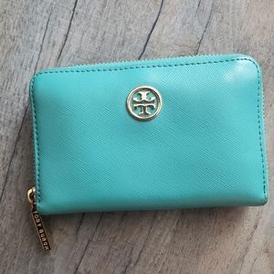 Turquoise Tory Burch Wallet